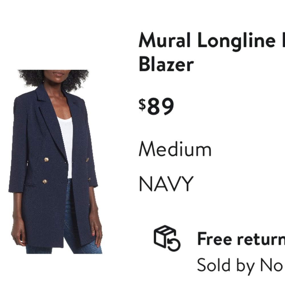 Mural Navy Longline Blazer